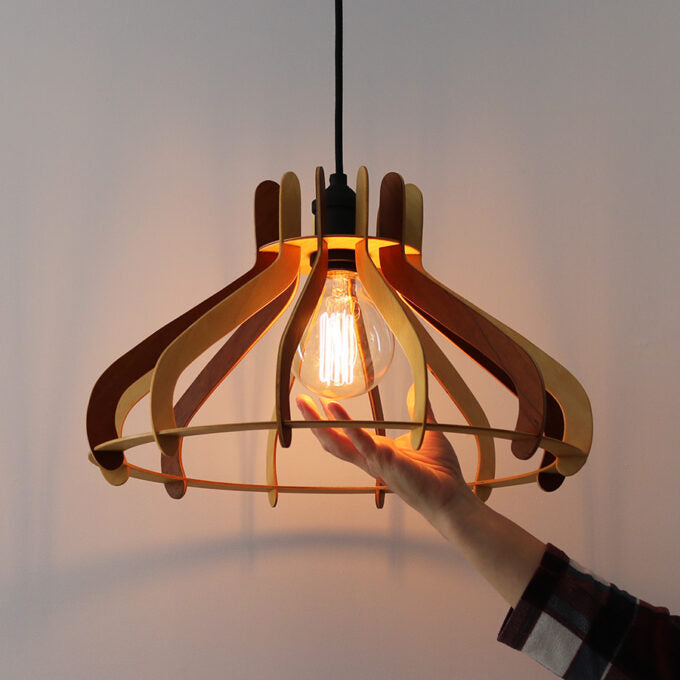 Suspension vintage en bois et corde, 1960